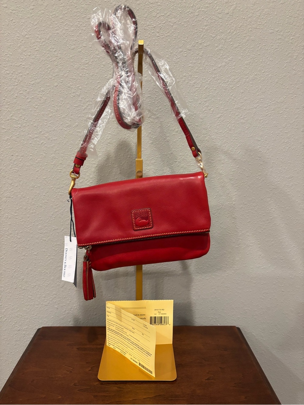 ❤️ NWT Dooney & Bourke Florentine Foldover Crossbody/Clutch in Red